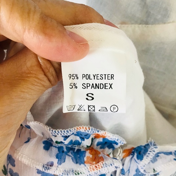 Blue and White Semi Sheer Floral Print Dress - Picture 10 of 15